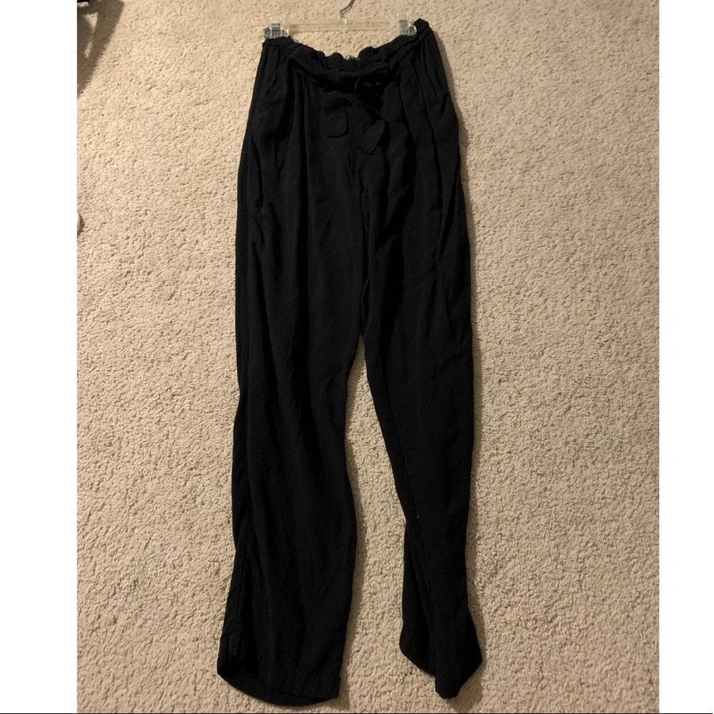 Black straight fit pants. nice airy material. has a belt